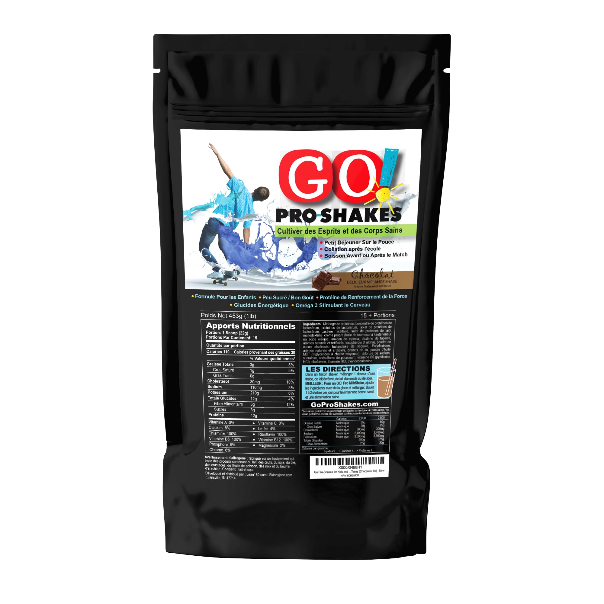 Scoop and mix GO Pro Shakes into milk for quick chocolate shake