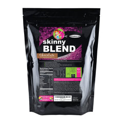 Skinny Jane Skinny Blend chocolate tub showing seven-protein formula for balanced nutrition