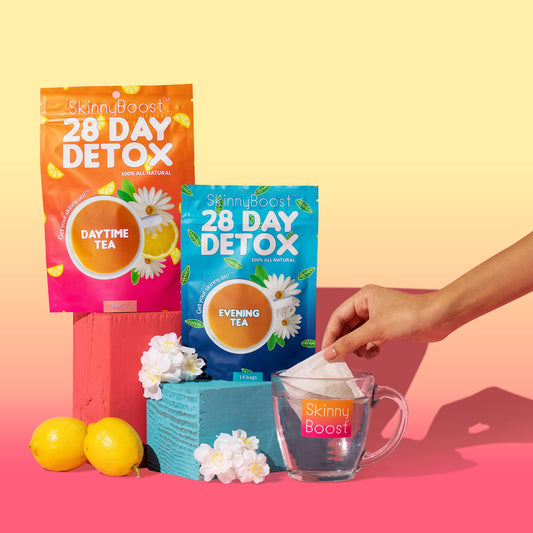 SkinnyBoost daytime tea bags with lemon mint flavor for a refreshing daily cleanse