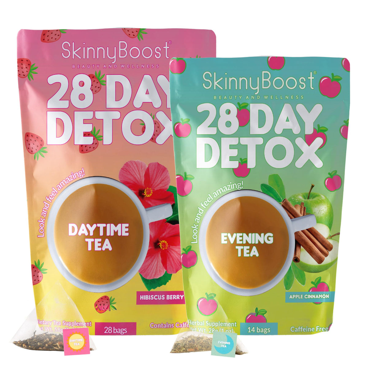SkinnyBoost Daytime Hibiscus Tea bags for daytime energy.