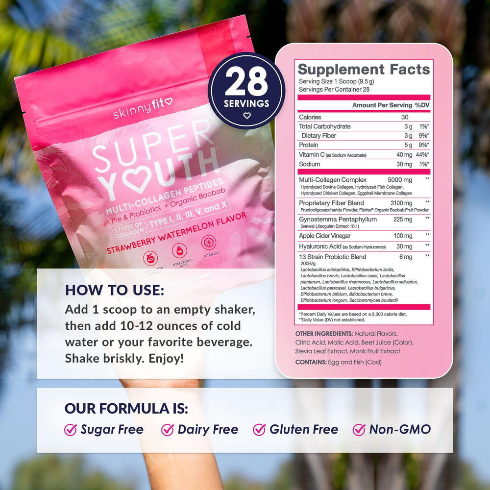 SkinnyFit hyaluronic acid with collagen image suggesting skin hydration and elasticity