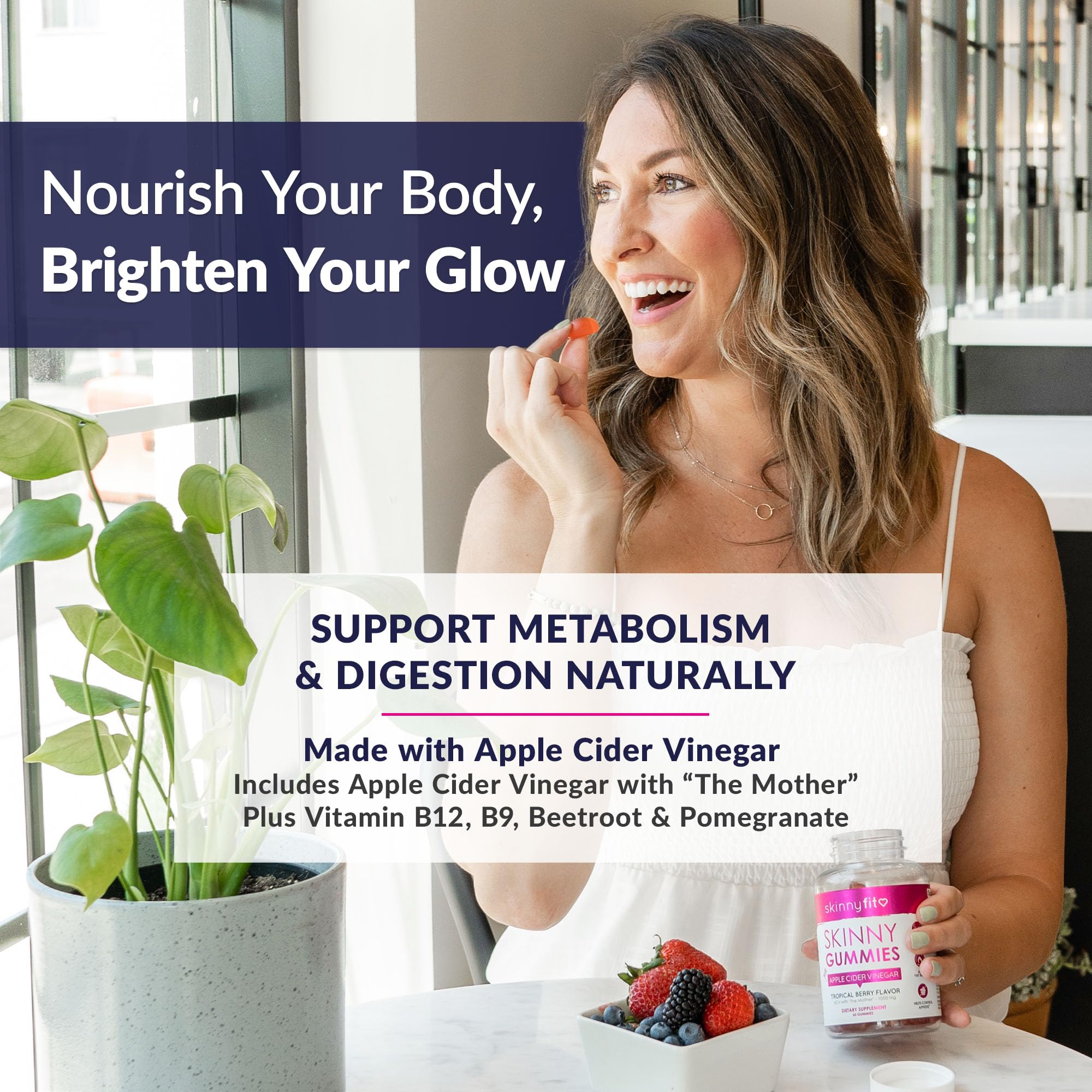 SkinnyFit Vegan Gluten-Free gummy composition for plant-based wellness.