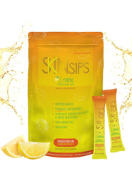 SkinSips bottle pour shows skin health support with daily routine benefits