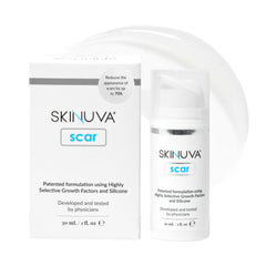 Skinuva Next Gen Scar Cream jar with growth factors for scar support.