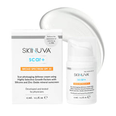 Skinuva ScarPlus cream jar for daily silicone scar care.
