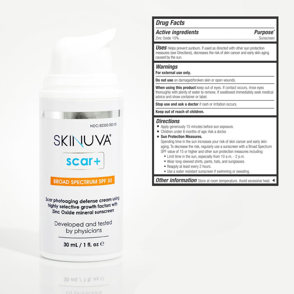 Skinuva vitamin C boost illustration suggests even skin tone benefits.