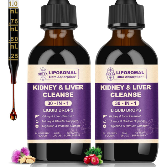 SKLIA 30-in-1 detox bottle with blueberry tincture for easy daily use.