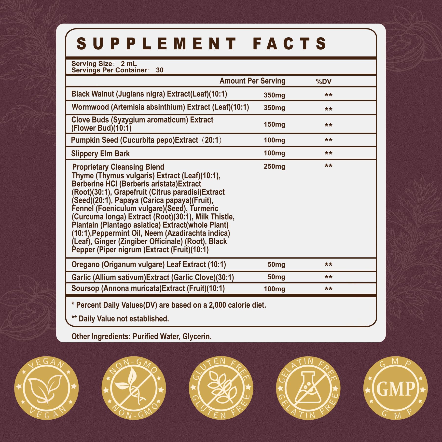 SKLIA black walnut cleanse bottle drops illustrate full-spectrum herbal cleanse on the go.