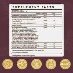 SKLIA black walnut cleanse bottle drops illustrate full-spectrum herbal cleanse on the go.