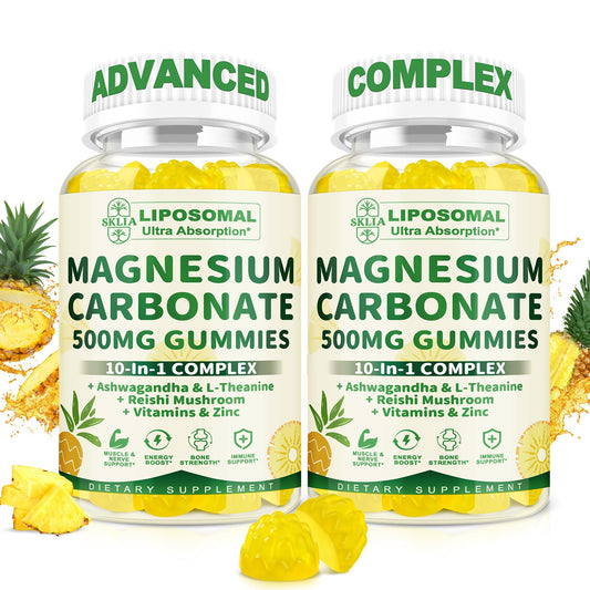 SKLIA liposomal magnesium gummies bottle with pineapple flavor and sugar-free formula.