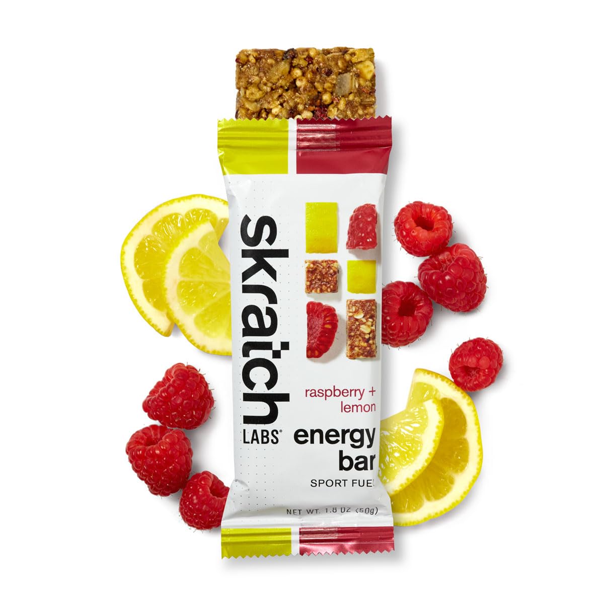 Nutrition facts label of Skratch Labs Raspberry Lemon energy bar