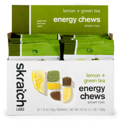 Skratch Labs Energy Chews front packaging highlighting quick energy for runners