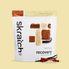 Skratch Labs horchata drink being poured after a workout for balanced refuel
