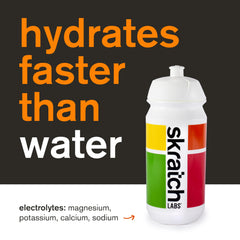 Skratch Labs Hydration Orange glass with prepared drink for refreshing citrus flavor.