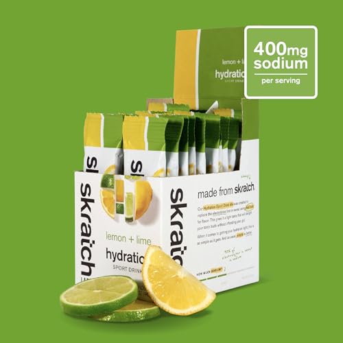 Open lemon-lime hydration packet pouring into water for on-the-go fueling.