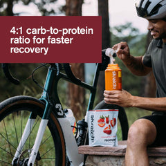 Skratch Labs Recovery packaging icons indicate gluten-free, non-GMO, and vegetarian attributes