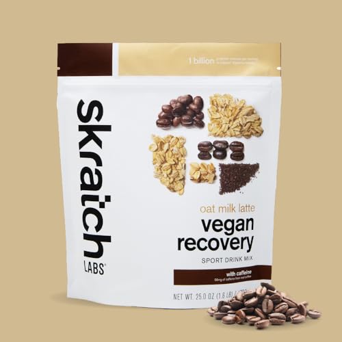 Skratch Labs Recovery Oat Milk Latte in a glass after training, post-workout refreshment