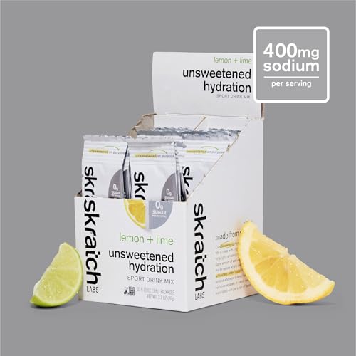 Skratch Labs Unsweetened Hydration logo with real fruit imagery.