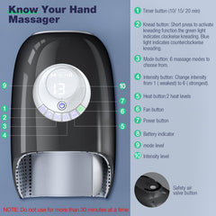SKRFORM Hand Massager cooling fan and adjustable heating for year-round comfort.