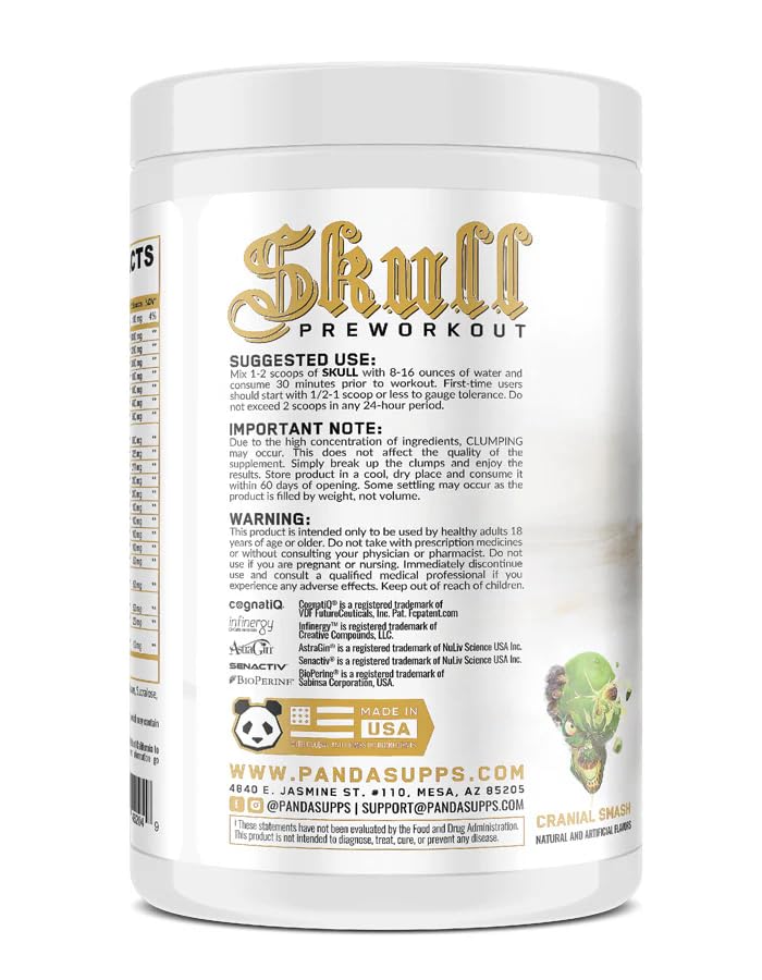 Skull pre-workout pump-action visual suggesting intense workouts and vascularity.