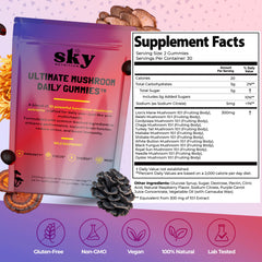 Close-up of SKY NUTRITION Raspberry-flavored gummies for mood uplift
