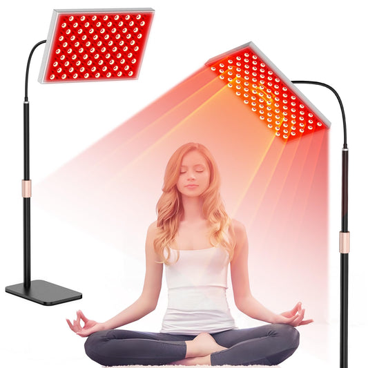Skylaxy red-light panel front view with dual-wavelength LEDs for convenient at-home therapy