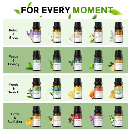 Slashome lavender oil diffuser bottle adds calming aroma for bedtime routines.