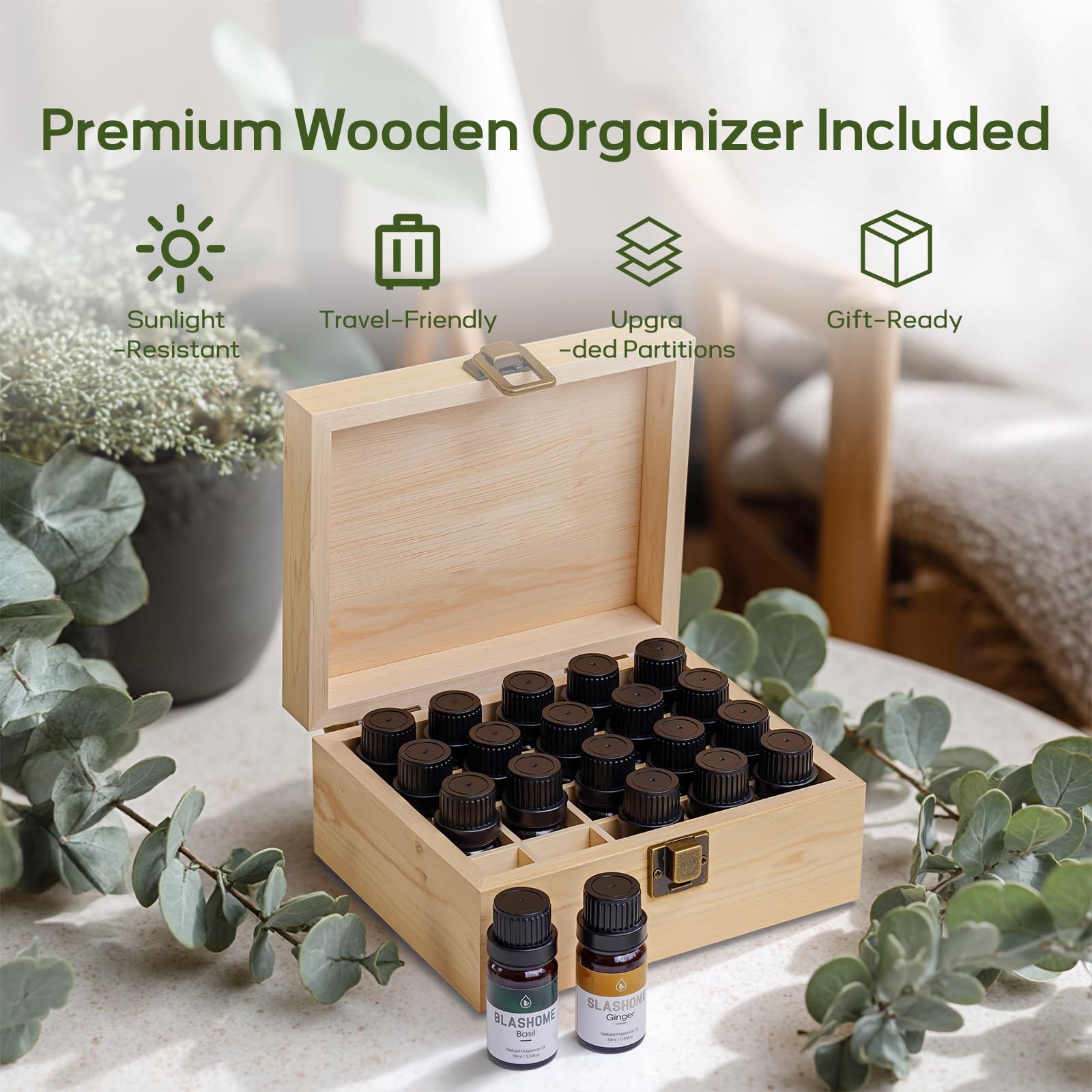 Slashome lemon diffuser oil bottle offers bright, citrusy scent for spaces.