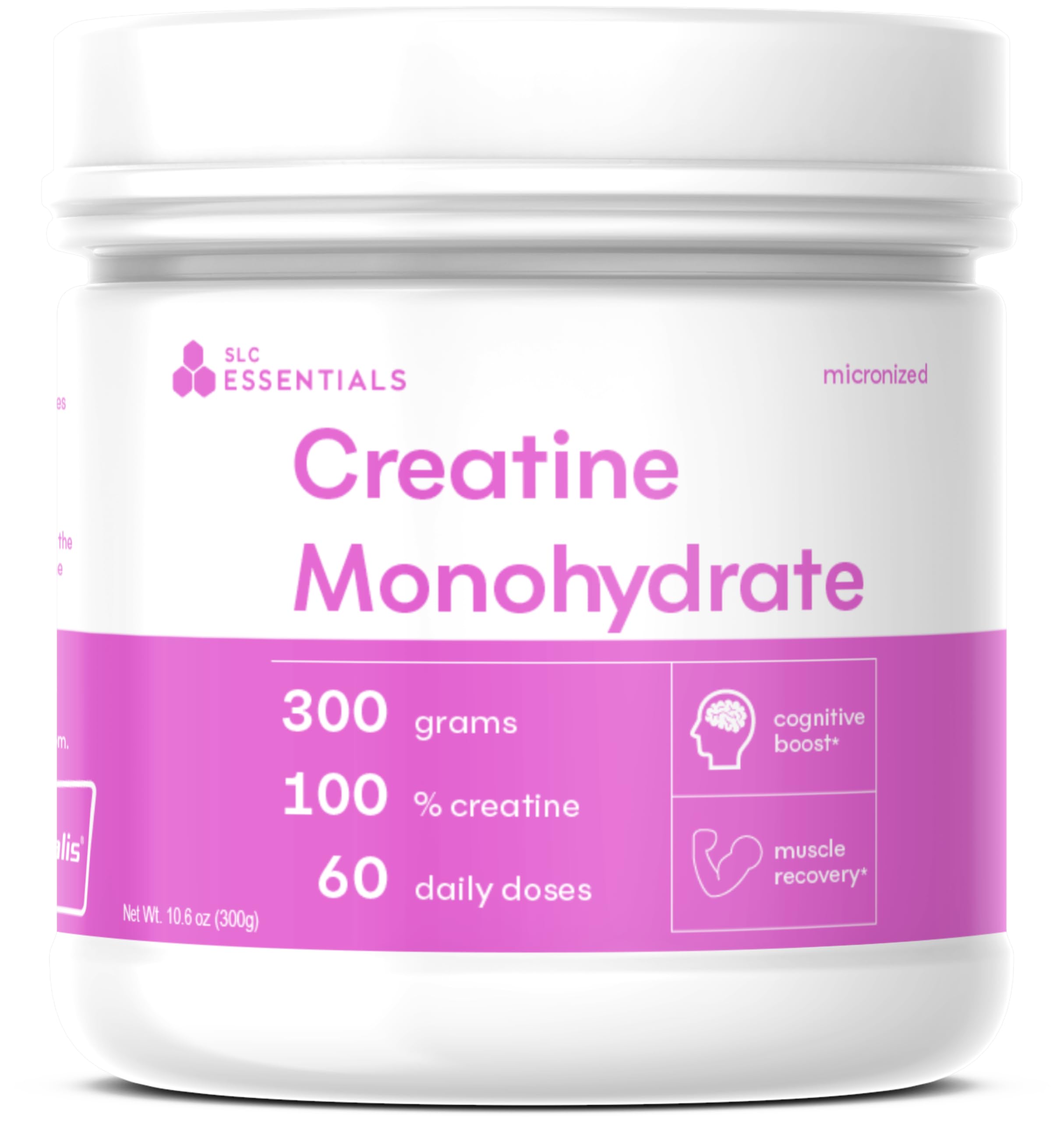 SLC Essentials Creatine Monohydrate bottle ready for workouts and daily use.