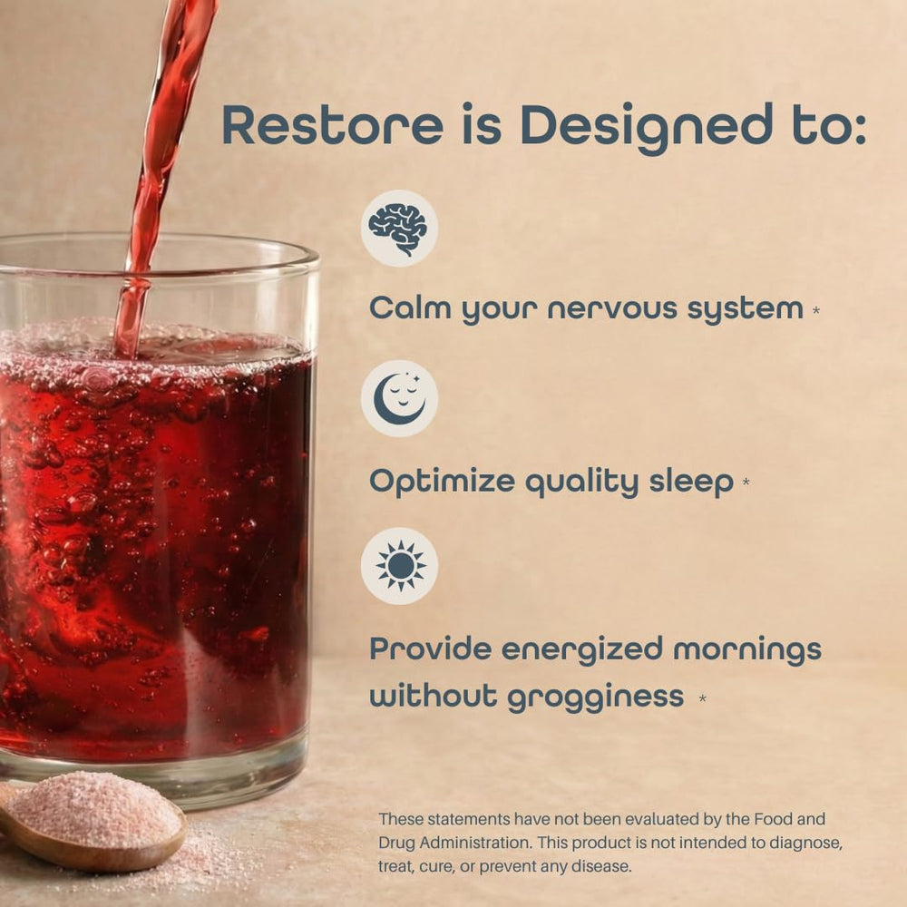 Sleep Habits Restore glass with cherries highlighting cherry flavor