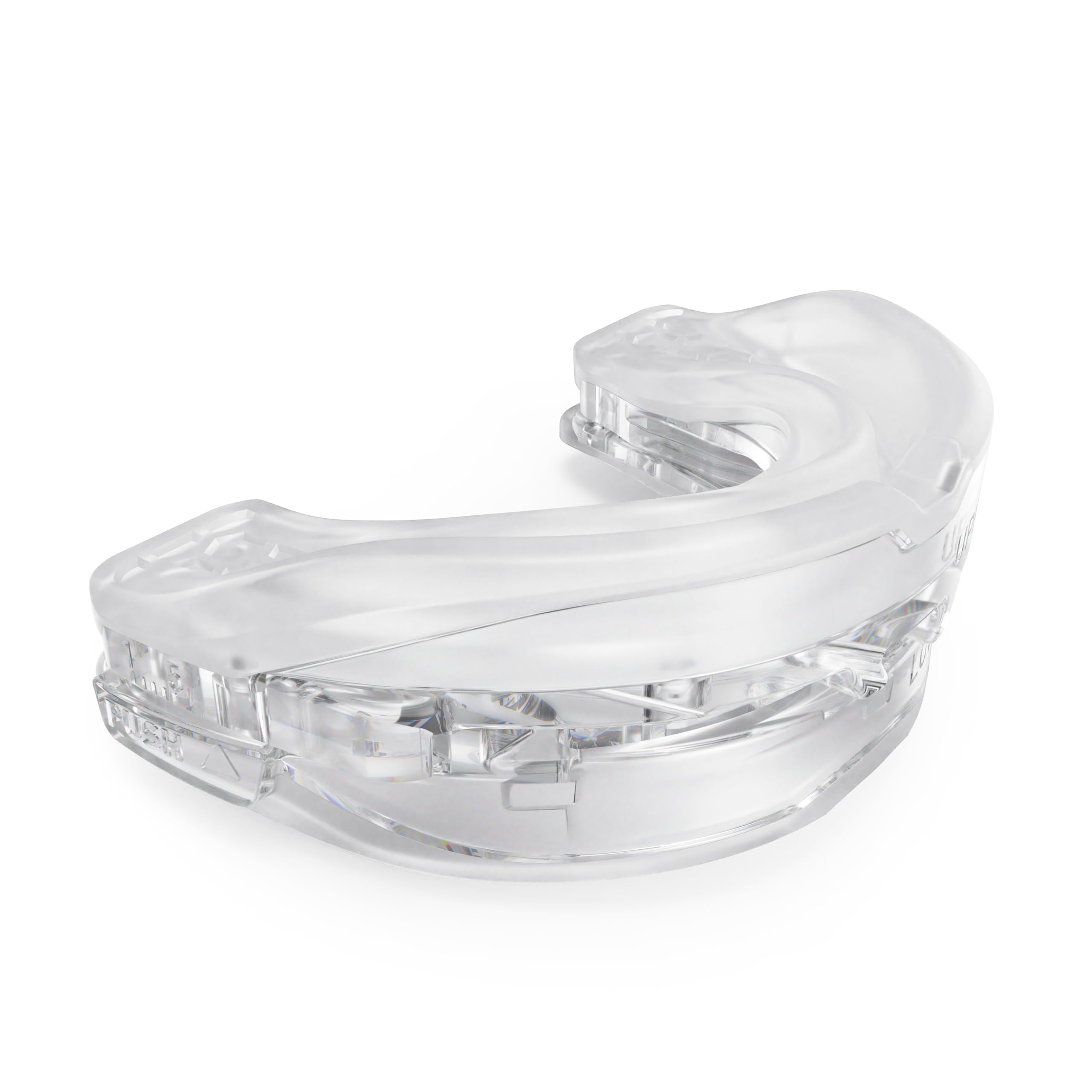 Sleep Silent snore-stopper front view demonstrates compact mouthguard for quieter nights.