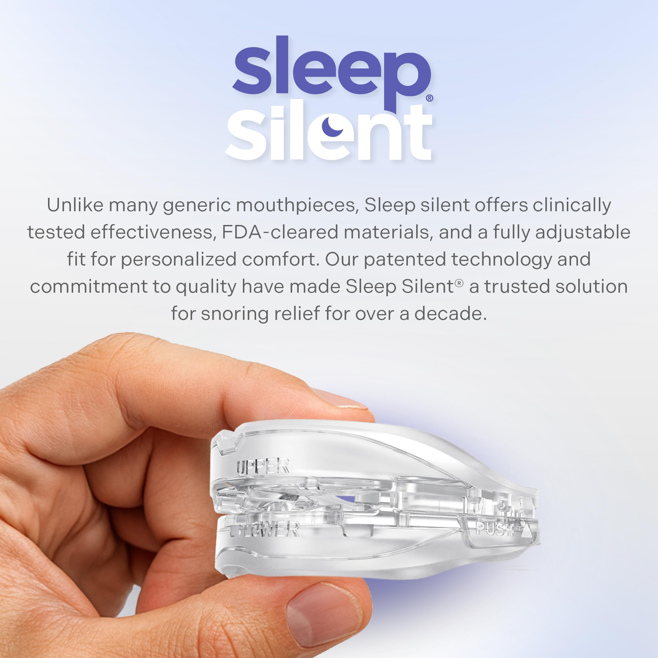 Sleep Silent snore-stopper instruction booklet guides easy setup and care.