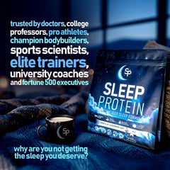 SleepProtein Calming nutrients like GABA and L-Theanine pictured for restful nights.