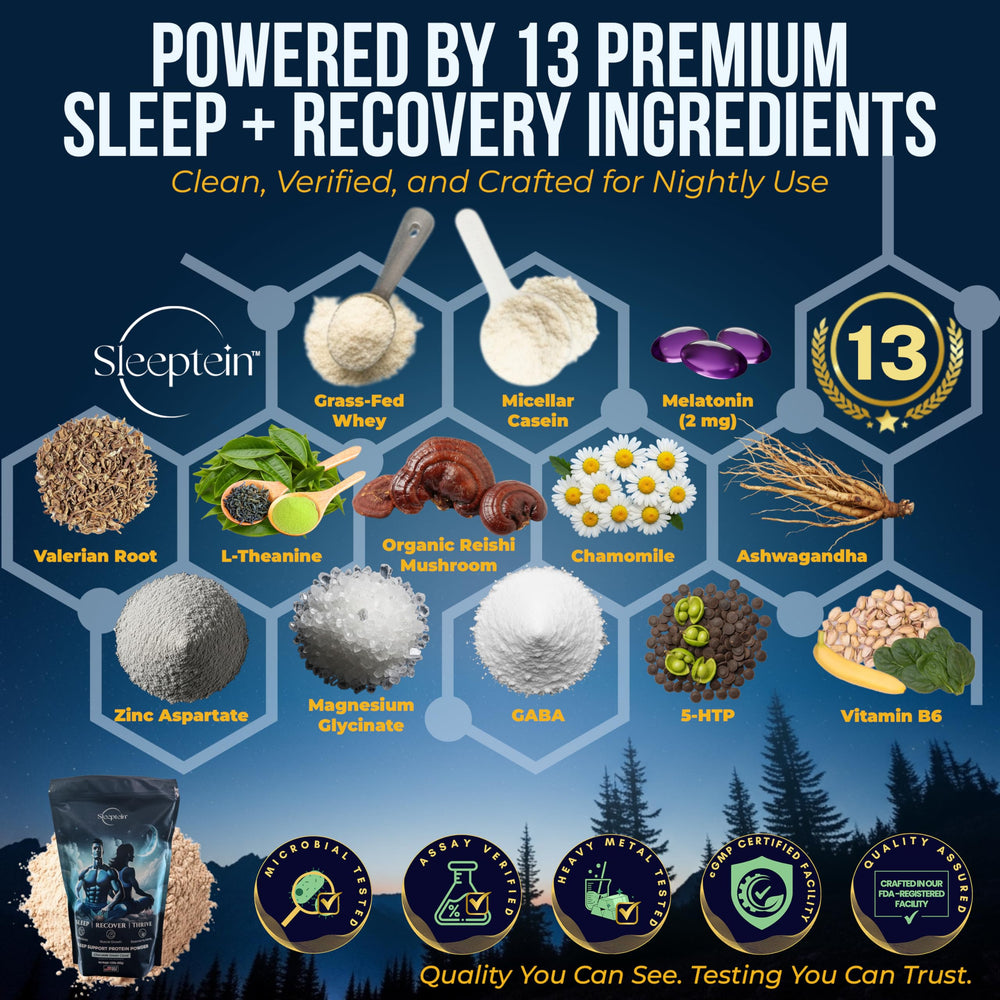 Sleeptein whey and casein blend supports gradual protein release overnight