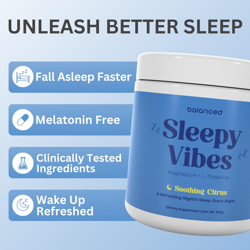Sleepy Vibes dissolving drink in water for a smooth pre-bed routine.