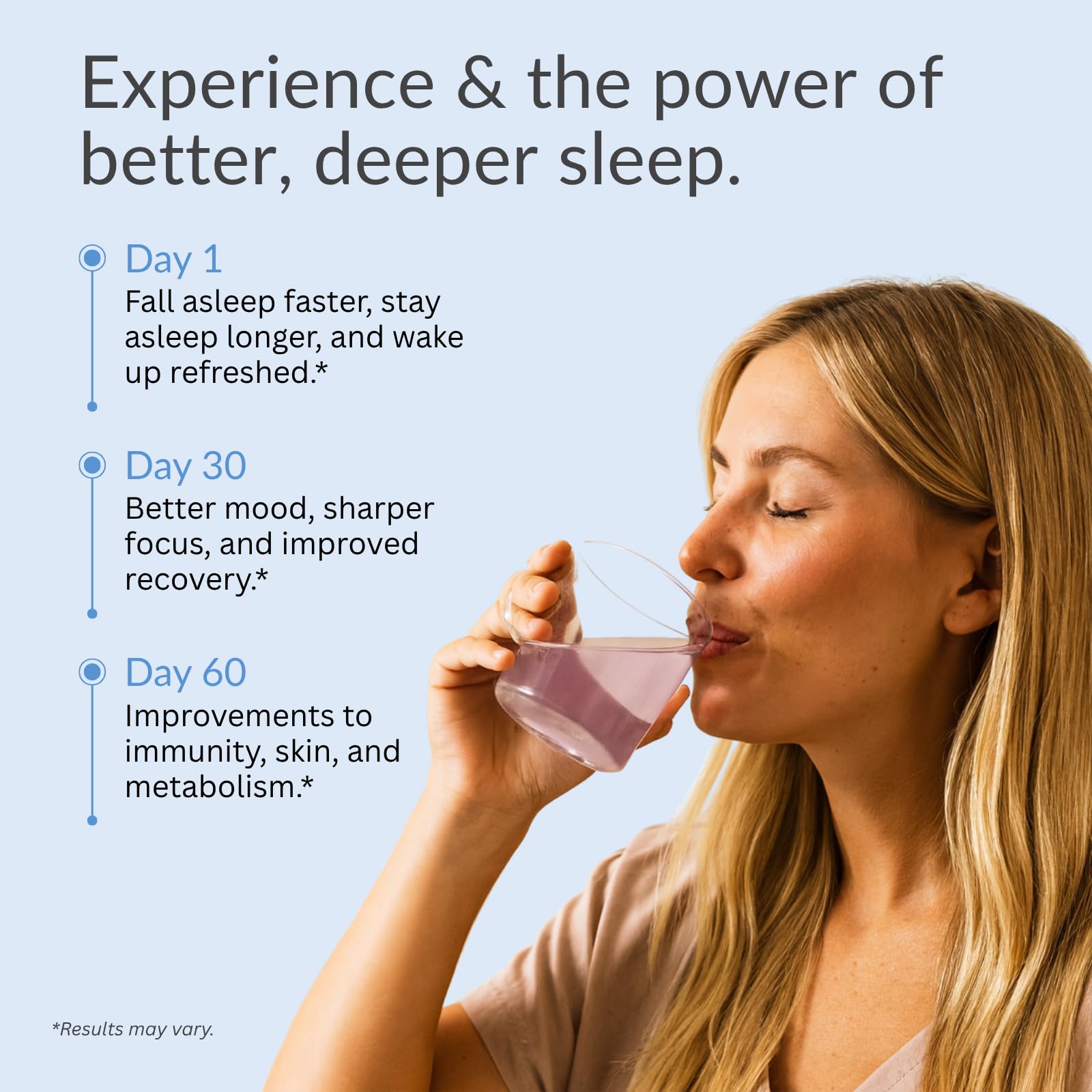 Sleepy Vibes sleep scoop ready to mix for a calming wind-down.