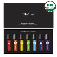 Crystal rollerball on Slema roll-on used for balanced relaxation on the wrist.