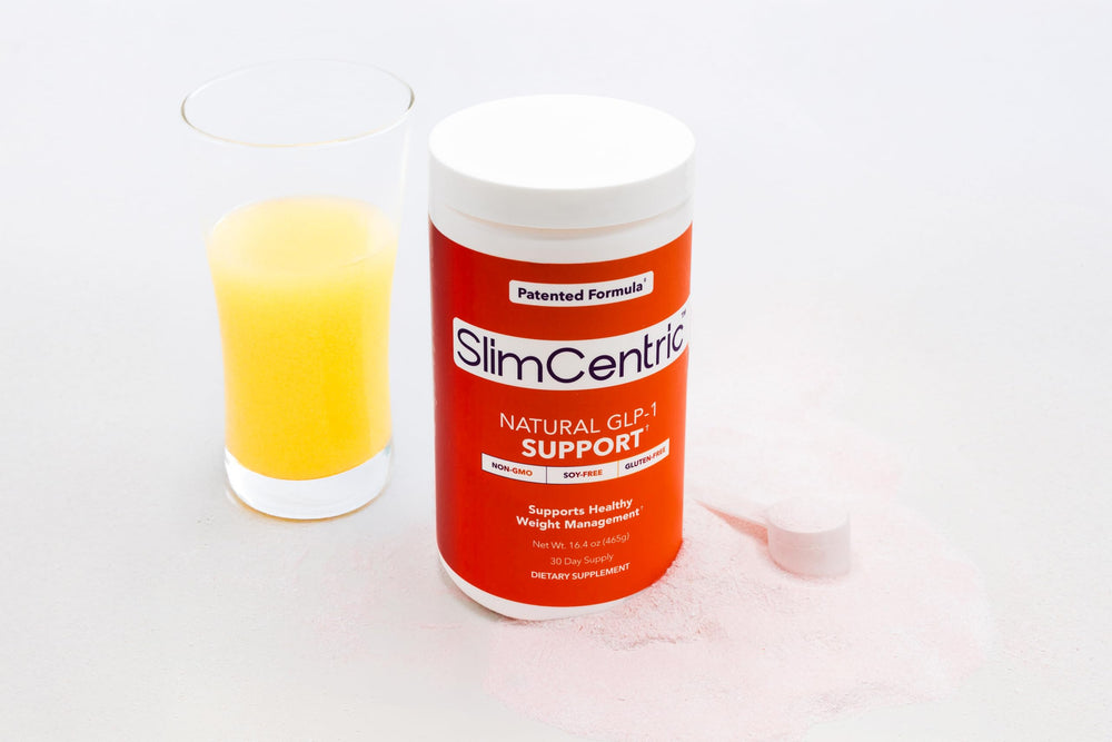 SlimCentric GLP-1 ingredients label highlighting vitamin C for daily wellness