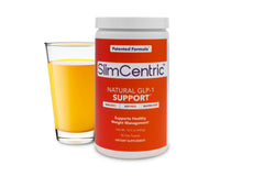 SlimCentric GLP-1 powder tub packaging ready for daily metabolism support use