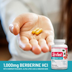 SlimFast Berberine Plus icons show key ingredients for easy quick reference.