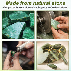 Sliner heart gua sha board shapes the jawline with smooth jade contact.