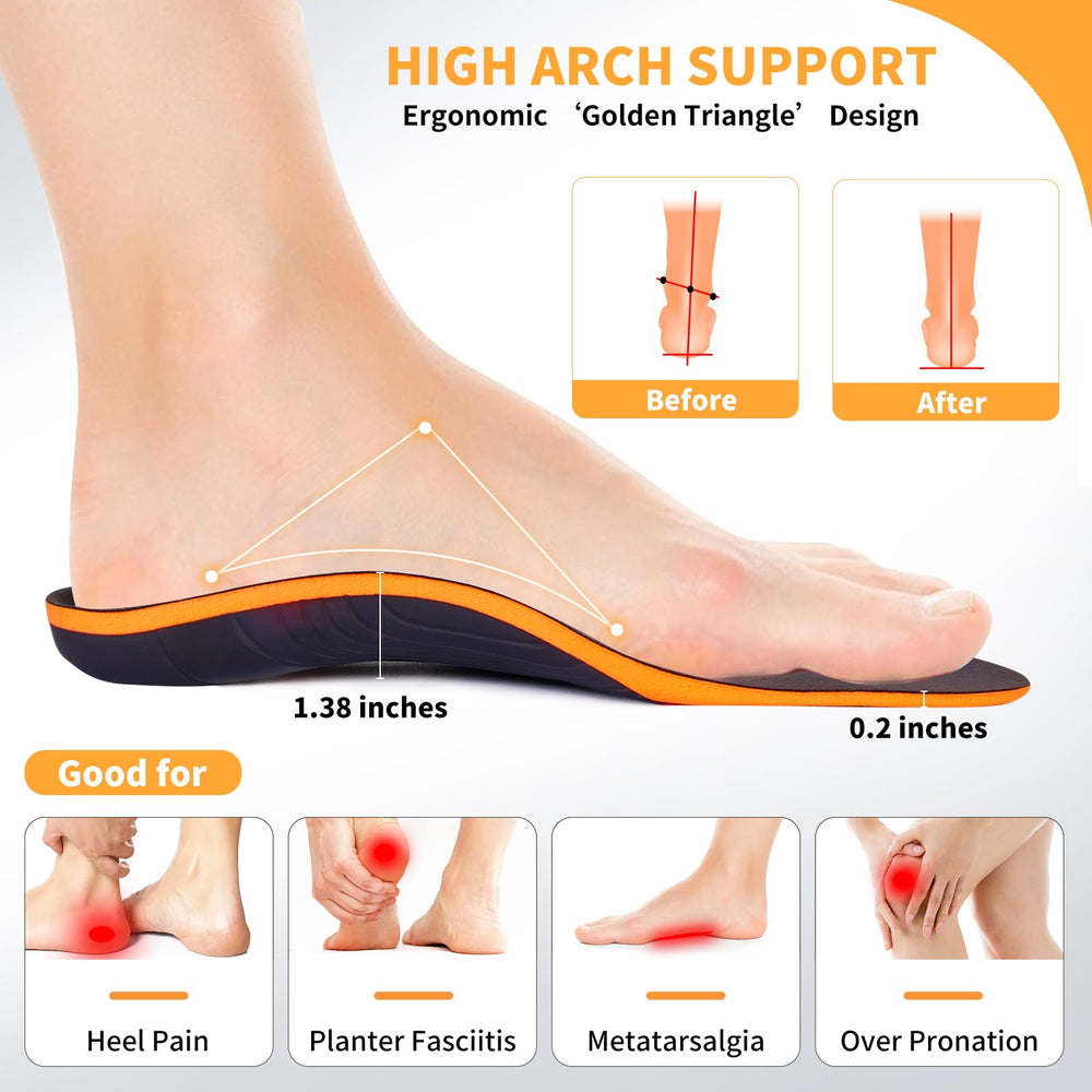 Slltto high arch support insoles side profile boosts stability