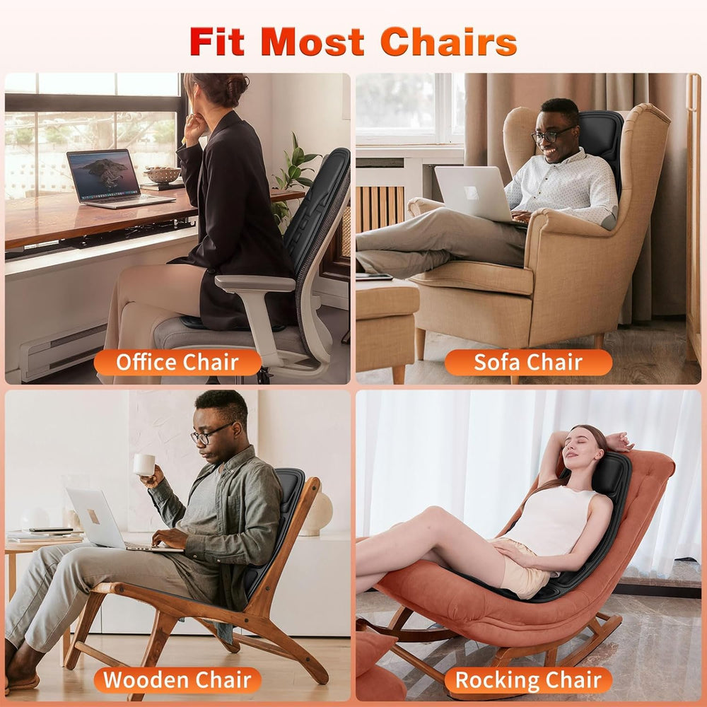 SLOTHMORE heated massage cushion with eight vibrating motors in action
