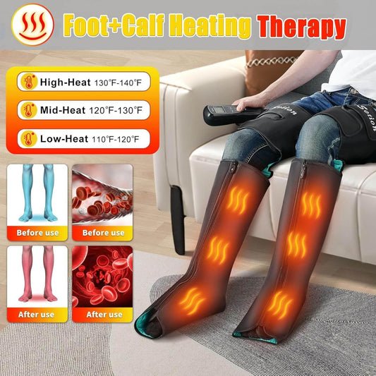 Slothmore leg massager in heat mode delivering soothing warmth.