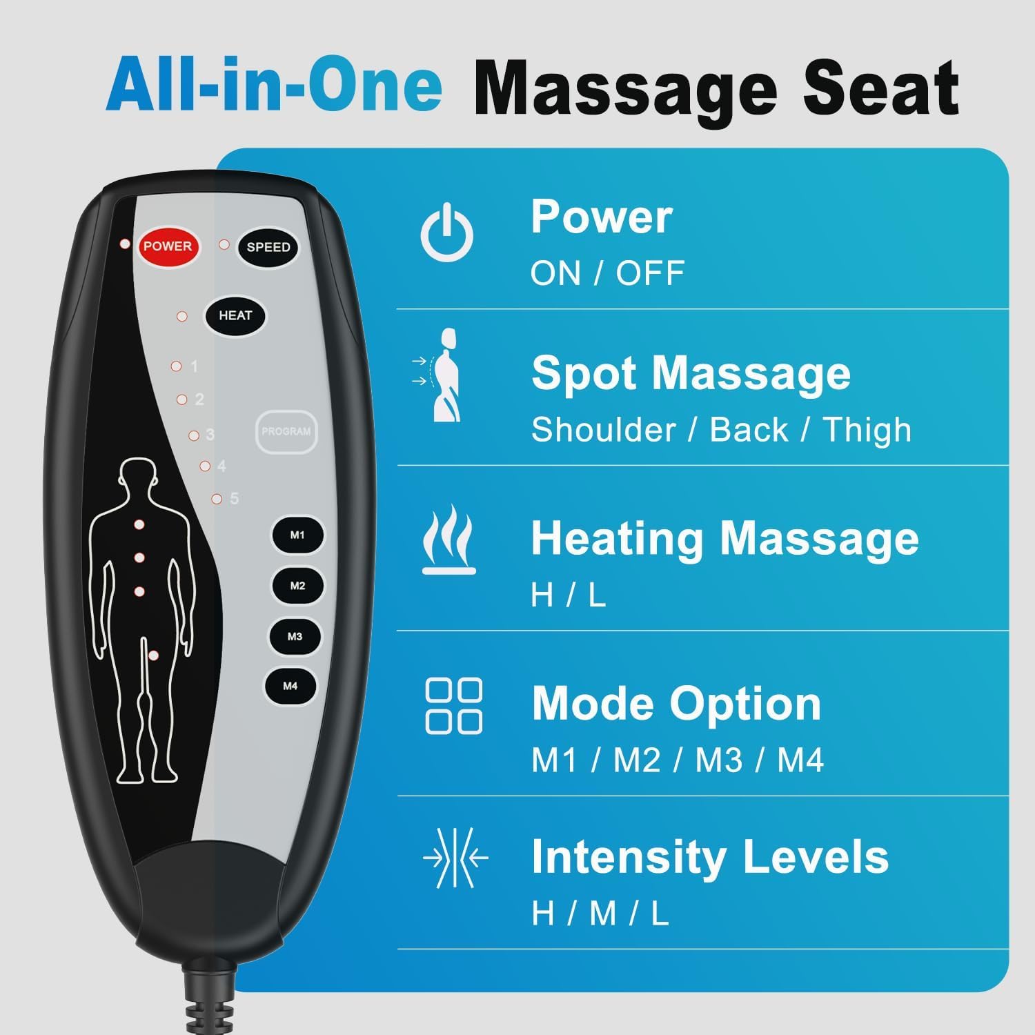 SLOTHMORE power adapter included for uninterrupted massage sessions.