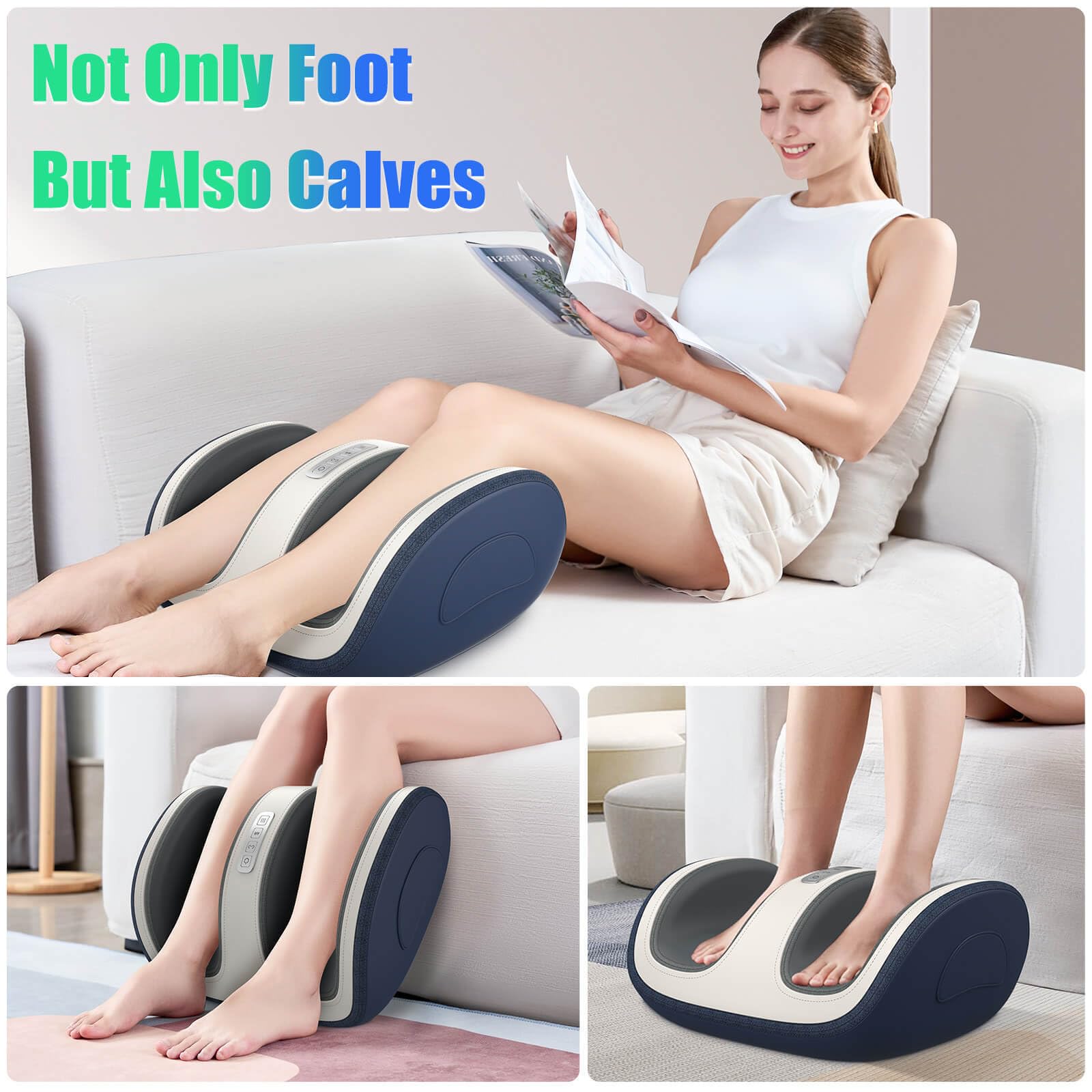 SLOTHMORE open-design massager comfortably accommodates larger feet.