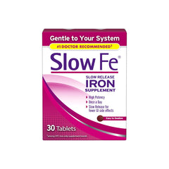 Slow Fe iron supplement bottle showing the 45mg formulation for daily support.