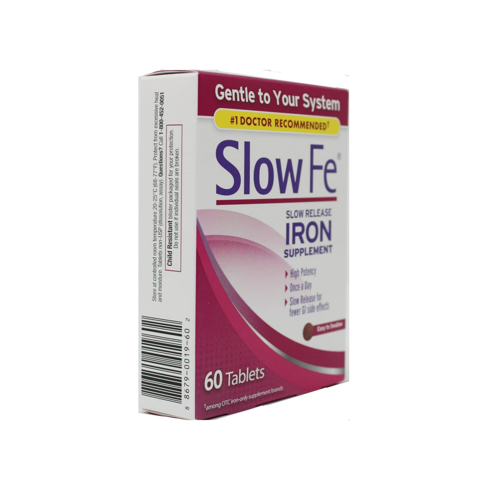 Slow Fe bottle and 3-pack, convenient daily iron support.