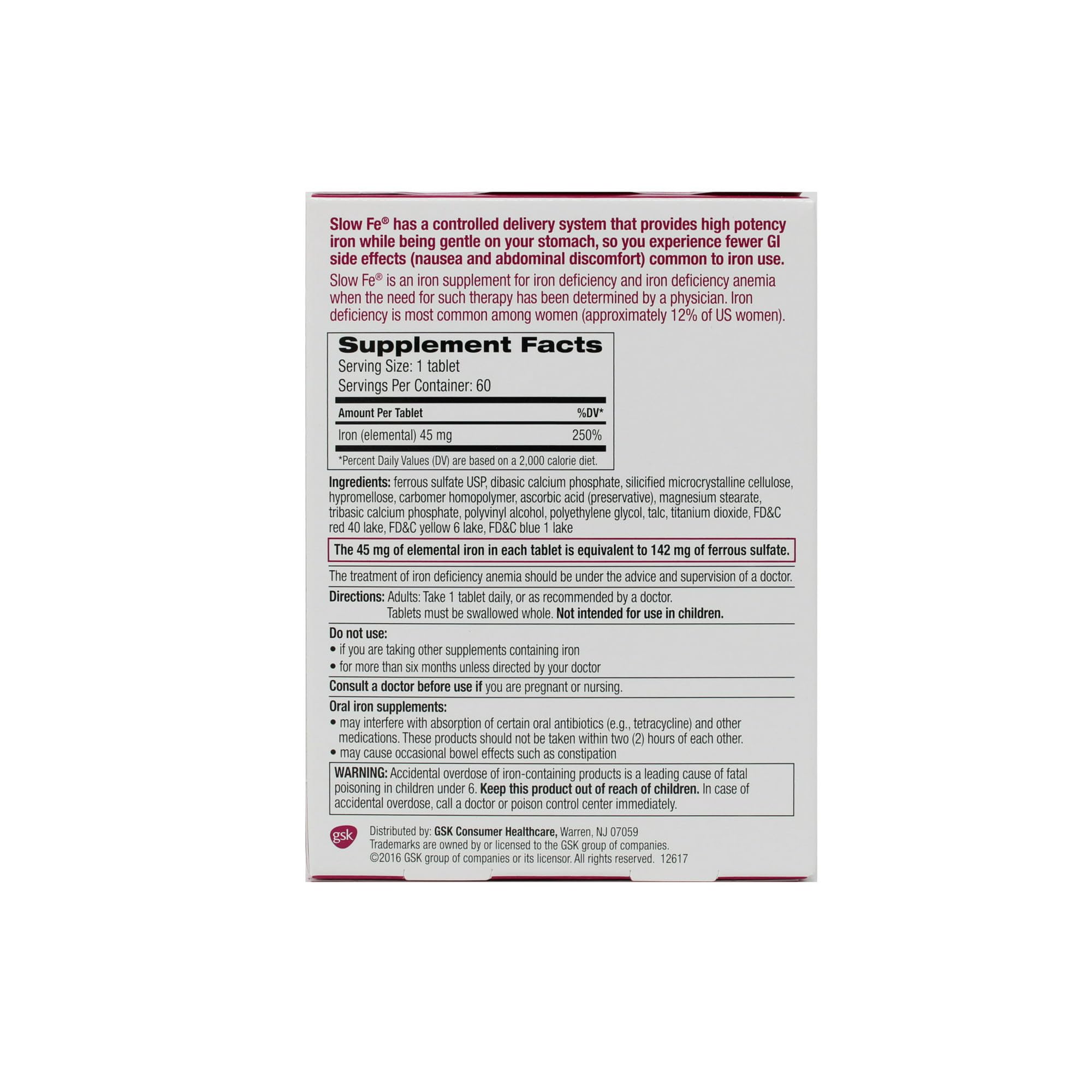 Slow Fe slow-release formulation for gentler iron intake.