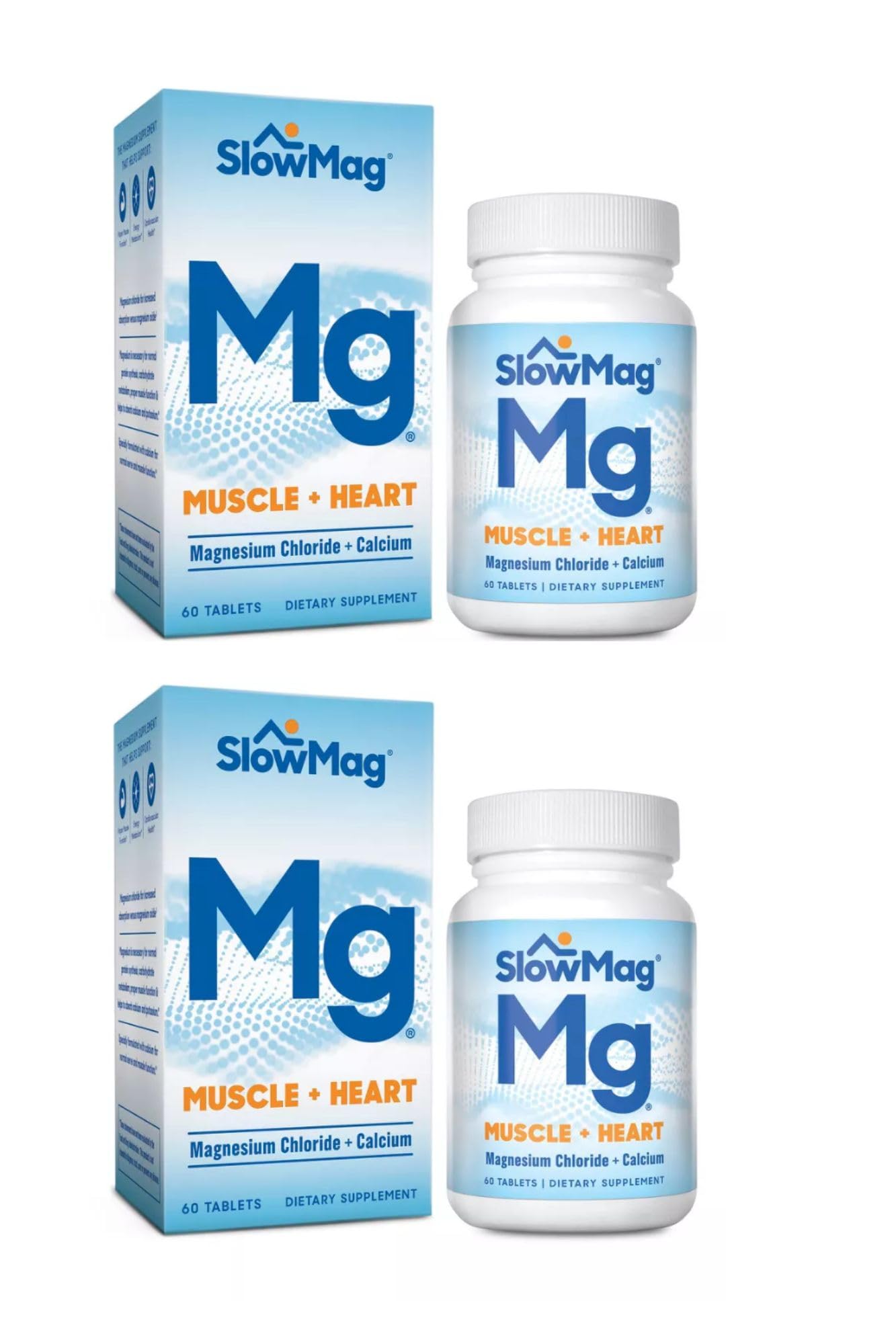 Slow-Mag bottle two-pack for easy daily magnesium intake.